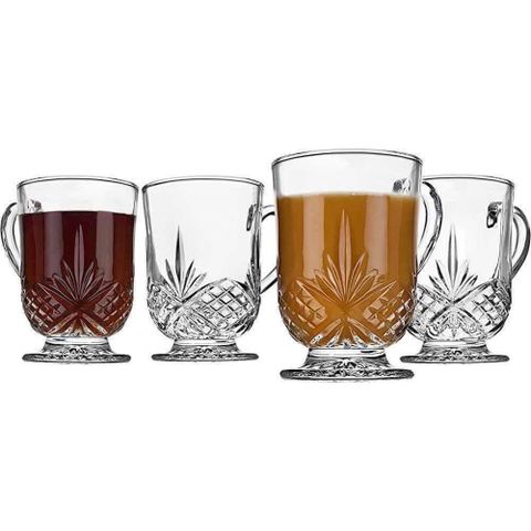 Set 4 Cốc Bia Pha Lê Godinger Dublin Sang Trọng Có Quai - Ly Uống Bia 350ml Dành Cho Tiệc Tùng