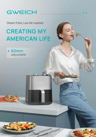 Nồi Chiên Không Dầu Gweich GMA-45M01 4.5L - Chiên Hấp Đa Năng 2 Trong 1, Công Nghệ Nấu Lành Mạnh, Tiết Kiệm Thời Gian