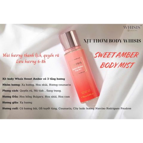 Xịt Thơm Cơ Thể WHISIS 150ml Hương Ngọt Ngào Quyến Rũ - Amber & Rose Nuit, Năng Lượng Tươi Mát, Dành Cho Các Bạn Yêu Thích Sự Tinh Tế
