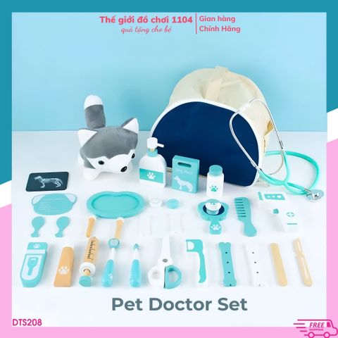 Bộ Đồ Chơi Bác Sĩ Thú Cưng Cao Cấp 30 Món - Set Nhập Vai Dễ Thương Kèm Gấu Bông Dành Cho Bé 3 Tuổi