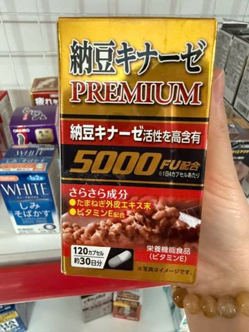 Viên Uống Nattokinase Premium 5000FU Nhật Bản - Hỗ Trợ Tim Mạch, Lưu Thông Máu, Bổ Sung Vitamin E Cho Người Trưởng Thành