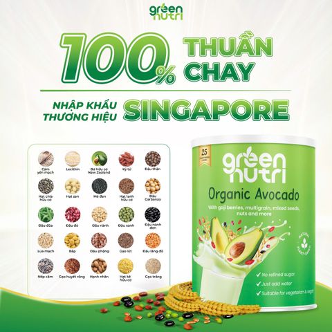 Sữa Hạt Ngũ Cốc Organic Avocado 750g - Thức Uống Dinh Dưỡng, Hỗ Trợ Khối Cơ, Không Đường, Thuần Chay, Chất lượng cao từ Malaysia