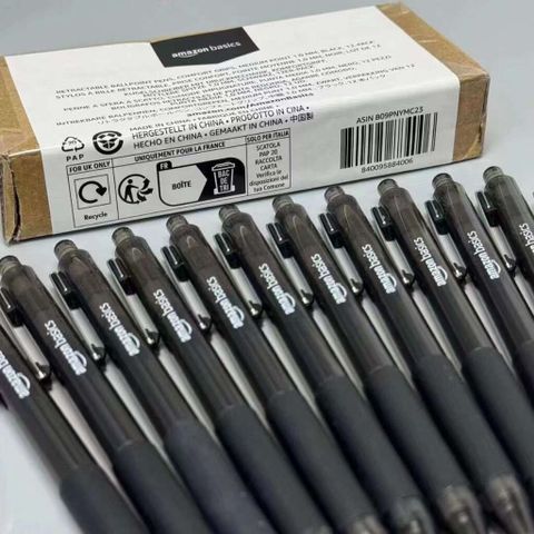 Hộp 12 chiếc bút bi Amazon Basics Mỹ - Màu đen, viết trơn, chữ đẹp, hoàn hảo cho học sinh, văn phòng và sáng tạo nghệ thuật.