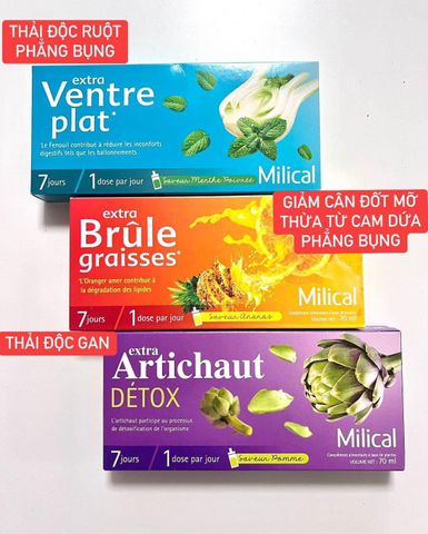 Detox Giảm Cân Đốt Mỡ Thừa Milical Extra Brule Graisses 7 ống - Hỗ Trợ Giảm Cân Hiệu Quả Từ Pháp, Vị Trái Cây Nguyên Chất