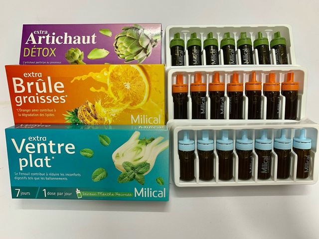 Detox Giảm Cân Đốt Mỡ Thừa Milical Extra Brule Graisses 7 ống - Hỗ Trợ Giảm Cân Hiệu Quả Từ Pháp, Vị Trái Cây Nguyên Chất