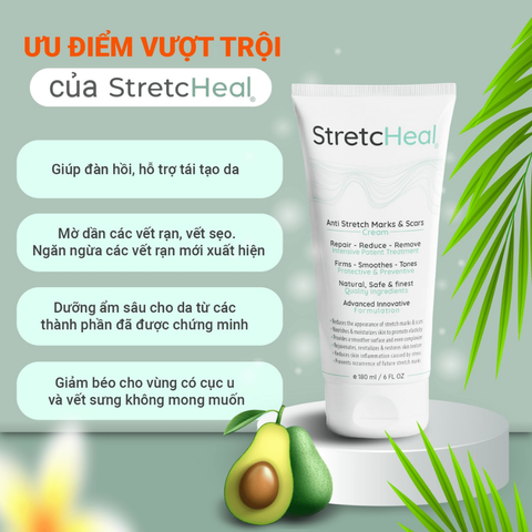 Kem tr.ị rạn da và chống sẹo cho mẹ bầu và sau sinh StretcHeal hàng Mỹ 180ml