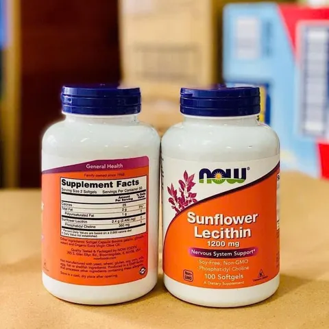 Viên Uống Ngừa Tắc Tia Sữa Now Foods Sunflower Lecithin 1200mg lọ 100 viên