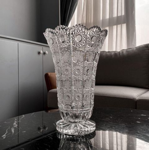 Lọ Hoa Pha Lê Bohemia 25,5cm - Thiết Kế Sang Trọng Kiểu Châu Âu, Đồ Trang Trí Phòng Khách Đẹp Mắt, Quà Tặng Độc Đáo