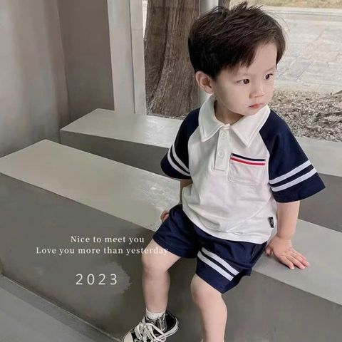 Bộ Trang Phục Mùa Hè Cho Bé Trai - Áo Polo Ngắn Tay Sọc Đẹp, Chất Cotton Mềm Mại, Thời Trang 2 Món, Dành Cho Học Tập và Đi Chơi