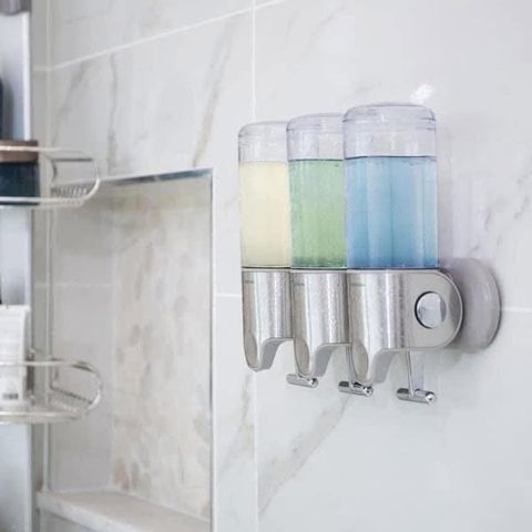 Bộ 3 Bình Đựng Dầu Gội, Sữa Tắm Treo Tường Simplehuman Triple Wall Mount Shower Pump - Giữ Gọn Gàng Nhà Tắm, Thiết Kế Tiện Lợi, Chất Liệu Bền Chắc