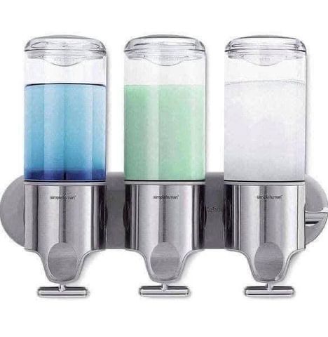 Bộ 3 Bình Đựng Dầu Gội, Sữa Tắm Treo Tường Simplehuman Triple Wall Mount Shower Pump - Giữ Gọn Gàng Nhà Tắm, Thiết Kế Tiện Lợi, Chất Liệu Bền Chắc