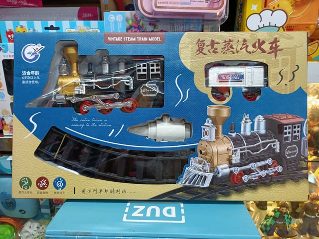 Đồ Chơi Đường Ray Tàu Hỏa 2 Toa Chạy Pin Có Hơi Nước, Đèn, Âm Thanh - Món Quà Tuyệt Vời Cho Trẻ Em Yêu Thích Tàu Hỏa