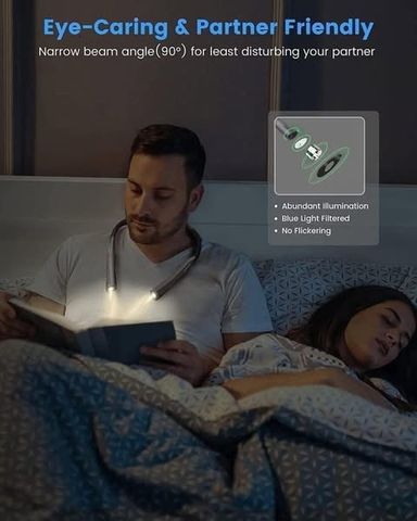 Đèn Pin Đeo Cổ Glocusent - Thiết Kế Thông Minh Sạc 1 Lần Dùng 1 Tuần, 3 Chế Độ Ánh Sáng, Bảo Vệ Mắt, Dùng Rảnh Tay Khi Đọc Sách hoặc Làm Việc.