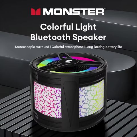Loa Bluetooth Monster AirRock X100 - Âm Thanh Stereo Surround, Đèn LED RGB, Thiết Kế Nhỏ Gọn, Kết Nối Bluetooth 5.4 - Âm Nhạc Đỉnh Cao
