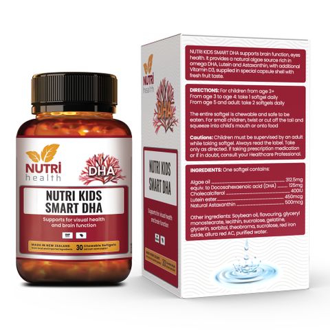 Viên DHA Tảo Biển NUTRI KIDS SMART DHA 30 Viên - Hỗ Trợ Phát Triển Não Bộ và Thị Lực cho Trẻ Em, Không Mùi Tanh, Dễ Uống