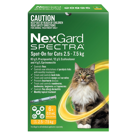 Nex-gar.d Spectra Spot-On cho Mèo Lớn 2.5-7.5kg - Phòng Ve Rận, Bọ Chét, Giun, Ghẻ - Bảo Vệ Toàn Diện cho Thú Cưng