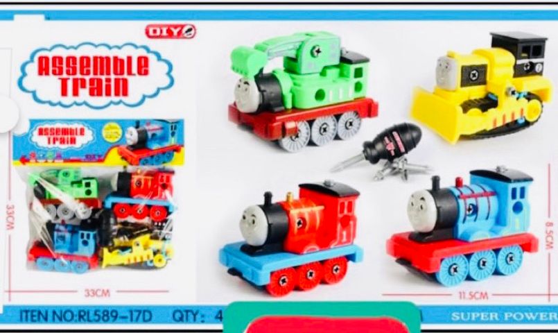 Đồ chơi 4 đầu tàu hỏa Thomas kèm tua vít tháo lắp RL589-17D