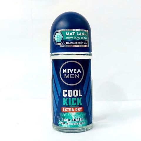 Lăn Khử Mùi NIVEA MEN Cool Kick 50ml - Mát Lạnh, Thơm Sảng Khoái, Ngăn Mùi Hiệu Quả 48 Giờ