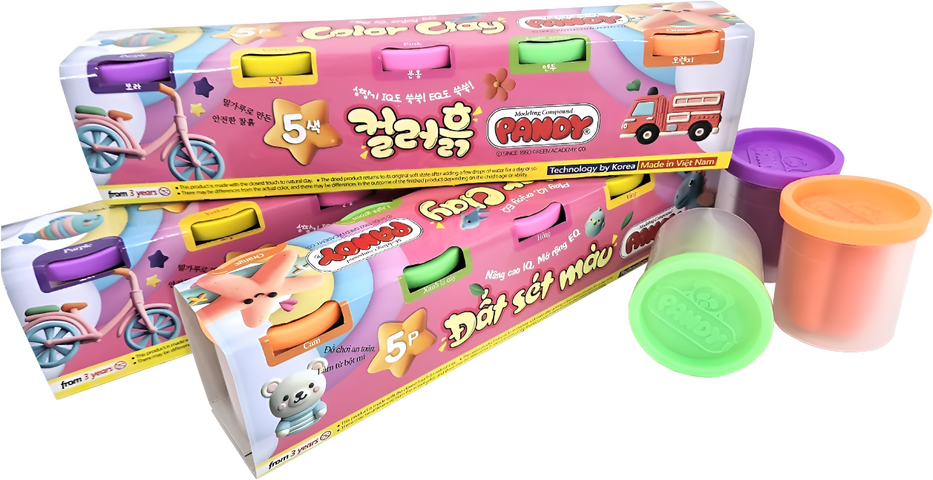 Bột Nặn Màu Sắc Pandy 5 Hủ – Đất Nặn An Toàn Cho Trẻ Em, Khám Phá Nghệ Thuật Sáng Tạo, Thương Hiệu Green Academy VN
