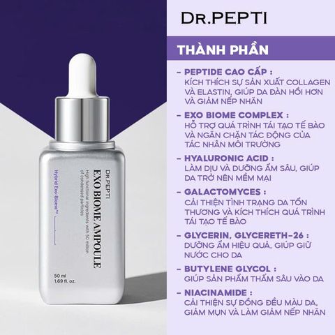 Tinh Chất Dr.Pepti Exo Biome Ampoule 50ml - Serum Trẻ Hoá, Căng Mịn Da Chống Lão Hoá, Dưỡng Ẩm Sáng Mịn Cho Da