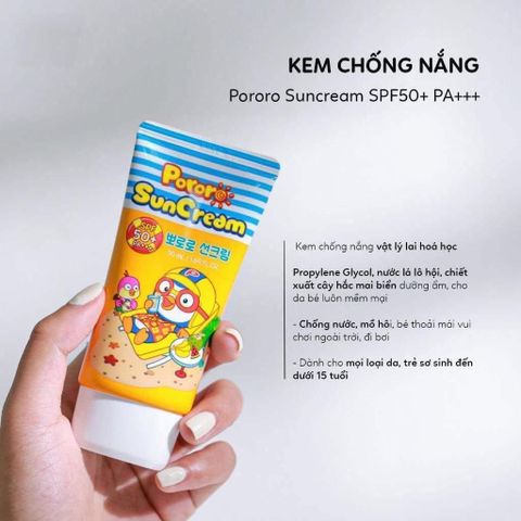 KEM CHỐNG NẮNG PORORO CHO BÉ -HÀN QUỐC- TUÝP 50ML