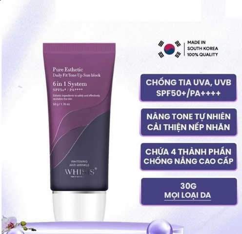 Kem Chống Nắng WHISIS Pure Esthetic Tone Up - Dưỡng Trắng, Kiềm Dầu, SPF50+/PA++++ - Chăm Sóc Da 50g Hàn Quốc