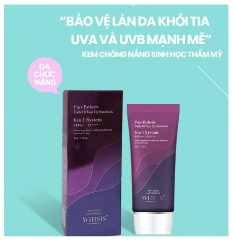 Kem Chống Nắng WHISIS Pure Esthetic Tone Up - Dưỡng Trắng, Kiềm Dầu, SPF50+/PA++++ - Chăm Sóc Da 50g Hàn Quốc