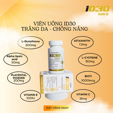 Viên Uống Trắng Da TUSA ID30 Gold - Chống Nắng, Giảm Nám và Chống Lão Hóa, Tăng Cường Sáng Da với Glutathione và Vitamin C