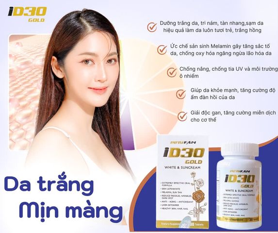 Viên Uống Trắng Da TUSA ID30 Gold - Chống Nắng, Giảm Nám và Chống Lão Hóa, Tăng Cường Sáng Da với Glutathione và Vitamin C