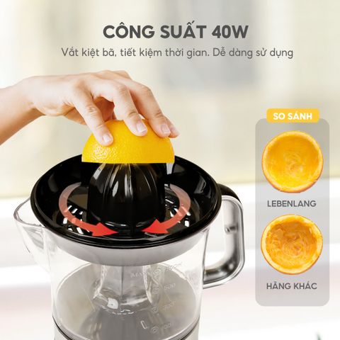 Máy Vắt Cam Lebenlang 700ml 40W Nhỏ Gọn, Tiện Dụng, Bảo Hành 2 Năm - Chất Liệu Bền Bỉ, Hoạt Động Ổn Định, Thiết Kế Sang Trọng