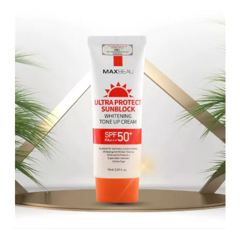 Kem Chống Nắng Kháng Nước Trắng Da Nâng Tone Maxbeau Ultra Protect 70ml - SPF50+ PA+++ Bảo Vệ Da Khỏi Tia UV