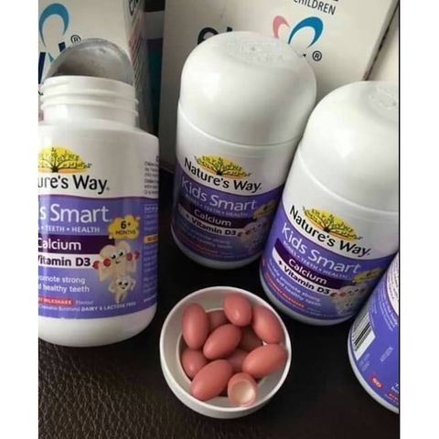 Kẹo dẻo vị dâu sữa bổ sung Canxi D3 Nature’s Way Kids Smart Calcium + Vitamin D3 50 viên
