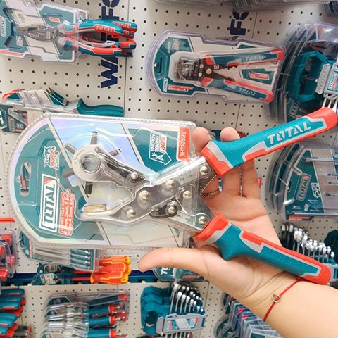 Kìm Đục Lỗ Da TOTAL THT33526 - Dụng Cụ Cầm Tay Thép Bền, 6 Kích Thước Lỗ, Tay Cầm Chống Trượt Dễ Dàng Sử Dụng