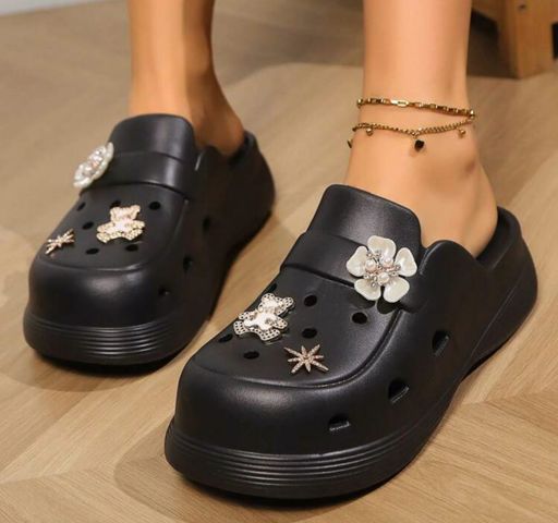 Dép Crocs Nữ Độn Đế 5cm,Chống Trơn Không Thấm Nước,Giày Cross Siêu Nhẹ
