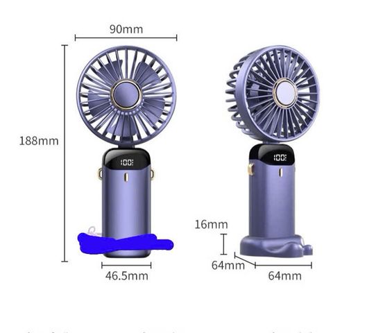 Quạt Tích Điện Cầm Tay Mini N15 - Quạt Sạc Pin Có Màn Hình LED 5 Cấp Độ Gió, Thiết Kế Gọn Nhẹ cho Đi Du Lịch, Hoạt Động Ngoài Trời