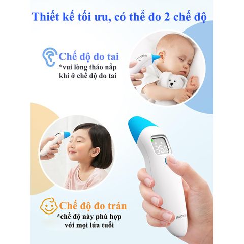 Nhiệt Kế Hồng Ngoại Mediken PC816 Nhật Bản - 2 Chức Năng Đo Trán, Tai, Đo Nhanh Chỉ Trong 1 Giây, Chức Năng Ghi Nhớ 32 Lần