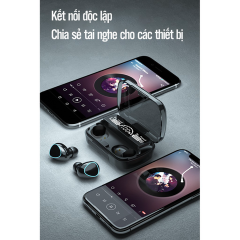 Tai Nghe Không Dây M10 - Bluetooth 5.1 Chống Nước IPX7 - Âm Thanh HIFI Trung Thực, Thời Gian Nghe Lên Đến 6 Giờ