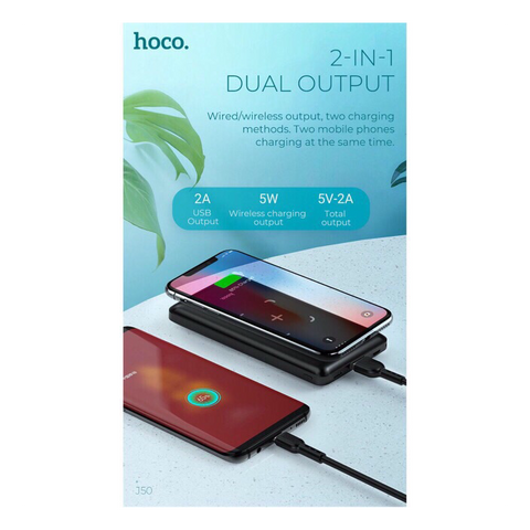 Sạc Dự Phòng Không Dây Hoco J50 10000mAh - Pin Dự Phòng Thông Minh Cho Điện Thoại, Hỗ Trợ Sạc Nhanh, Chống Cháy Nổ