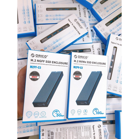 Box ổ cứng di động SSD M.2 SATA ORICO M2PF-C3 - USB 3.1 Type-C, hỗ trợ tối đa 2TB, thiết kế nhỏ gọn, tương thích Windows/Mac/Linux