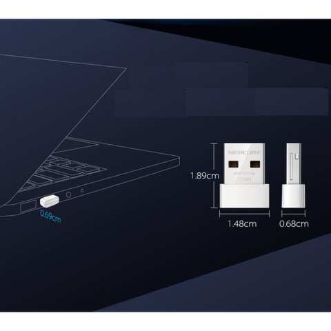 USB Mini WiFi MERCURY 150Mbps - Thiết bị thu sóng WiFi cho máy tính để bàn, nhỏ gọn, dễ sử dụng, chính hãng