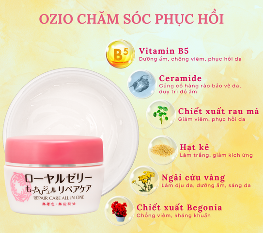Gel Dưỡng Ẩm Phục Hồi Da Sữa Ong Chúa OZIO NACHULIFE REPAIR CARE 75g - Chăm Sóc Da Mềm Mại, Dưỡng Ẩm Tối Đa, Hàng Nhật Bản