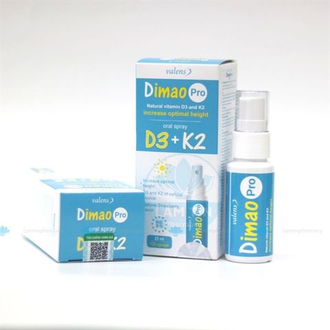 Xịt họng Dimao Pro Oral Spray Vitamin D3 + K2 25ml - Bổ sung Canxi, Hỗ trợ Phát Triển Xương và Răng cho Trẻ Em