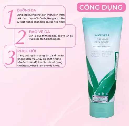 Gel Tẩy Tế Bào Chết Lô Hội Dabo Hàn Quốc 180ml - Aloe Stem Rich Moisture Peeling Gel Giúp Da Sáng Mịn, Cung Cấp Dưỡng Chất