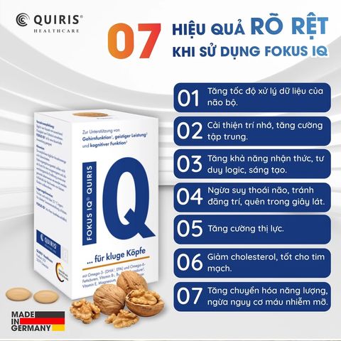 Bổ não tăng trí nhớ Quiris Fokus IQ Đức 120 viên