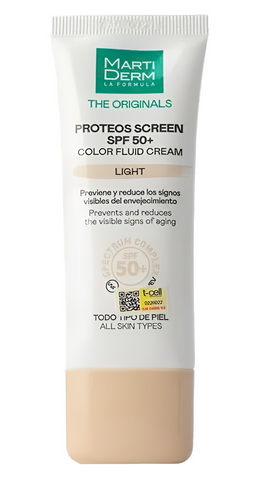 Kem Chống Nắng MartiDerm Proteos Screen SPF50+ Color Cream Light-Chống nắng màu nền Mềm Mại và Bảo Vệ Da Chống Tia UV 40ml