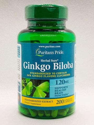 Viên uống bổ não Puritan's Pride Ginkgo Biloba 120mg - 200 viên cải thiện trí nhớ và sức khỏe não bộ tự nhiên