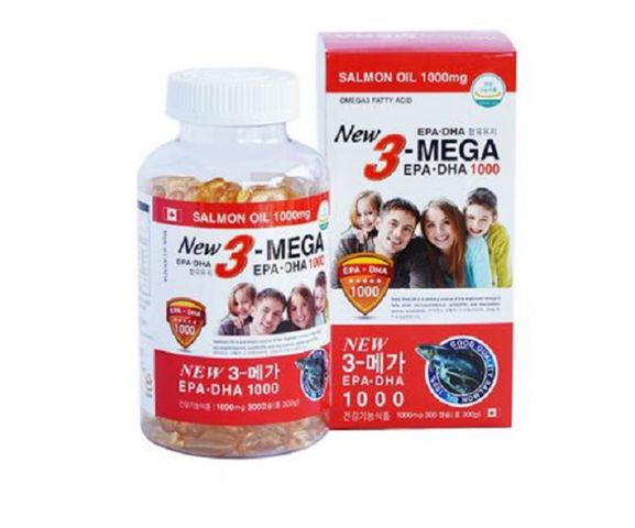 Viên uống tinh dầu cá hồi New 3 Mega EPA DHA 1000mg (hộp 300 viên) - Hỗ trợ sức khỏe tim mạch, trí não và thị lực