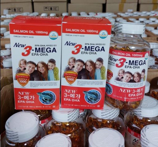 Viên uống tinh dầu cá hồi New 3 Mega EPA DHA 1000mg (hộp 300 viên) - Hỗ trợ sức khỏe tim mạch, trí não và thị lực