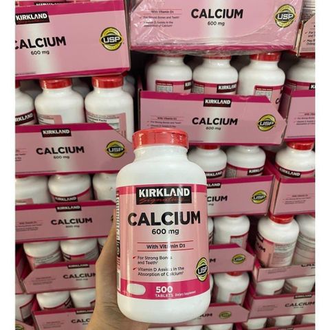 Viên uống Canxi Kirkland Calcium 600mg + D3 - Hỗ trợ xương khớp & hấp thu canxi - 500 viên - Bổ sung thiết yếu hàng ngày