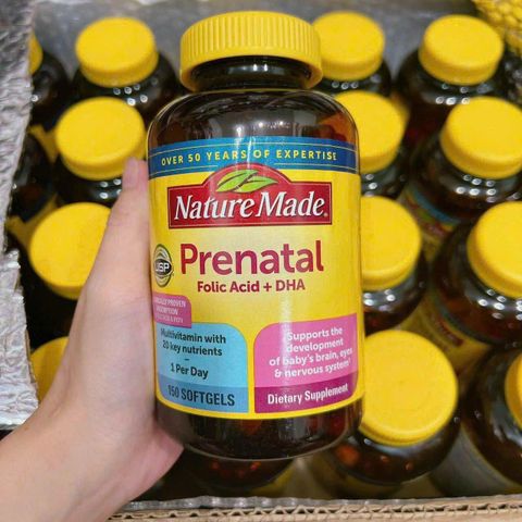 Vitamin tổng hợp Bầu Mỹ Nature Made Prenatal Folic Acid + DHA 150 viên - Hỗ trợ sức khỏe mẹ bầu và sự phát triển của thai nhi